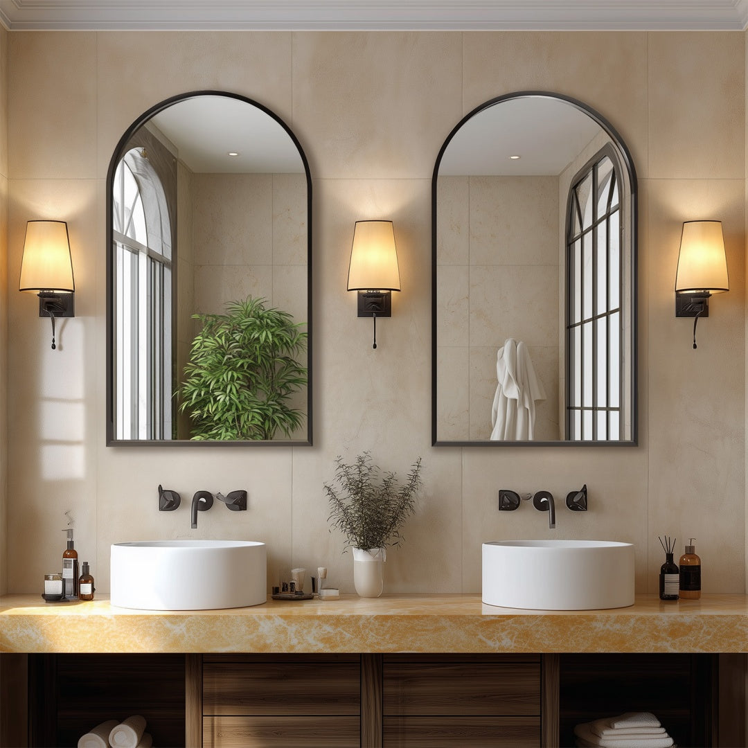 Modern Arched Metal Frame Wall Mirror