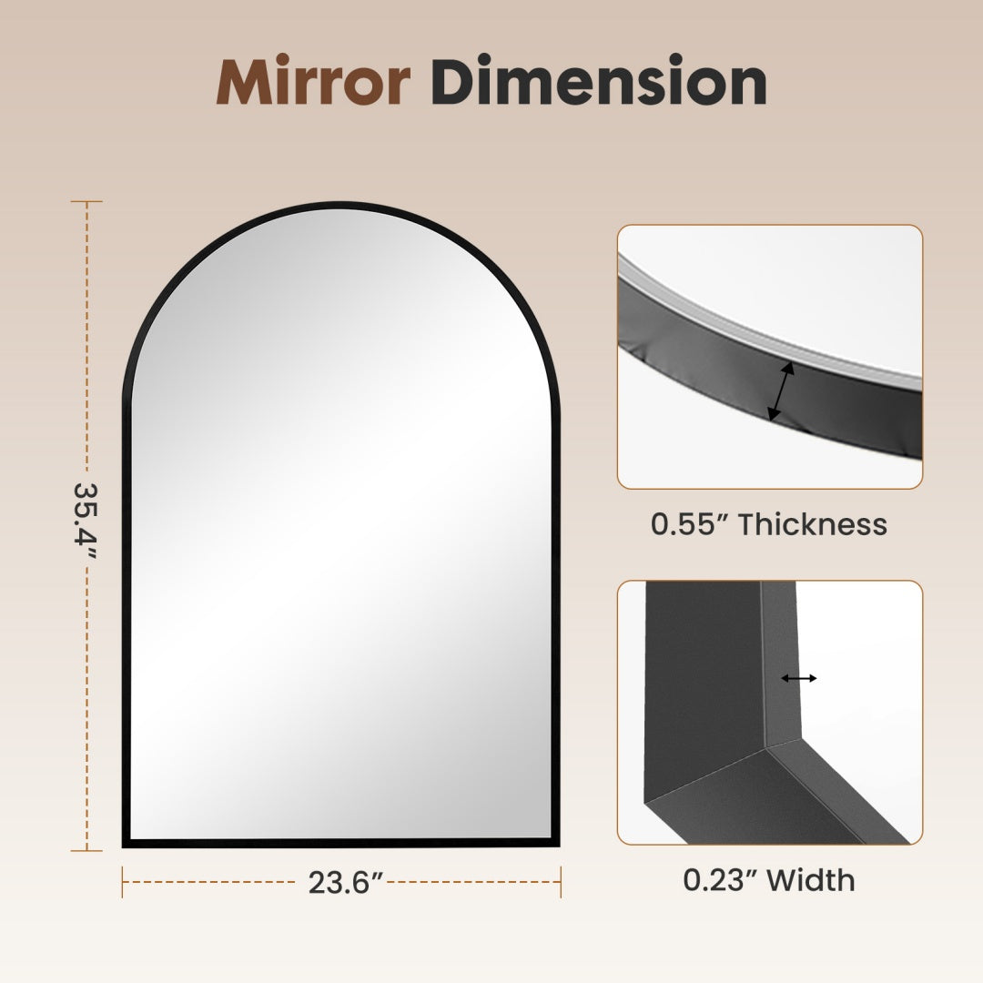 Modern Arched Metal Frame Wall Mirror