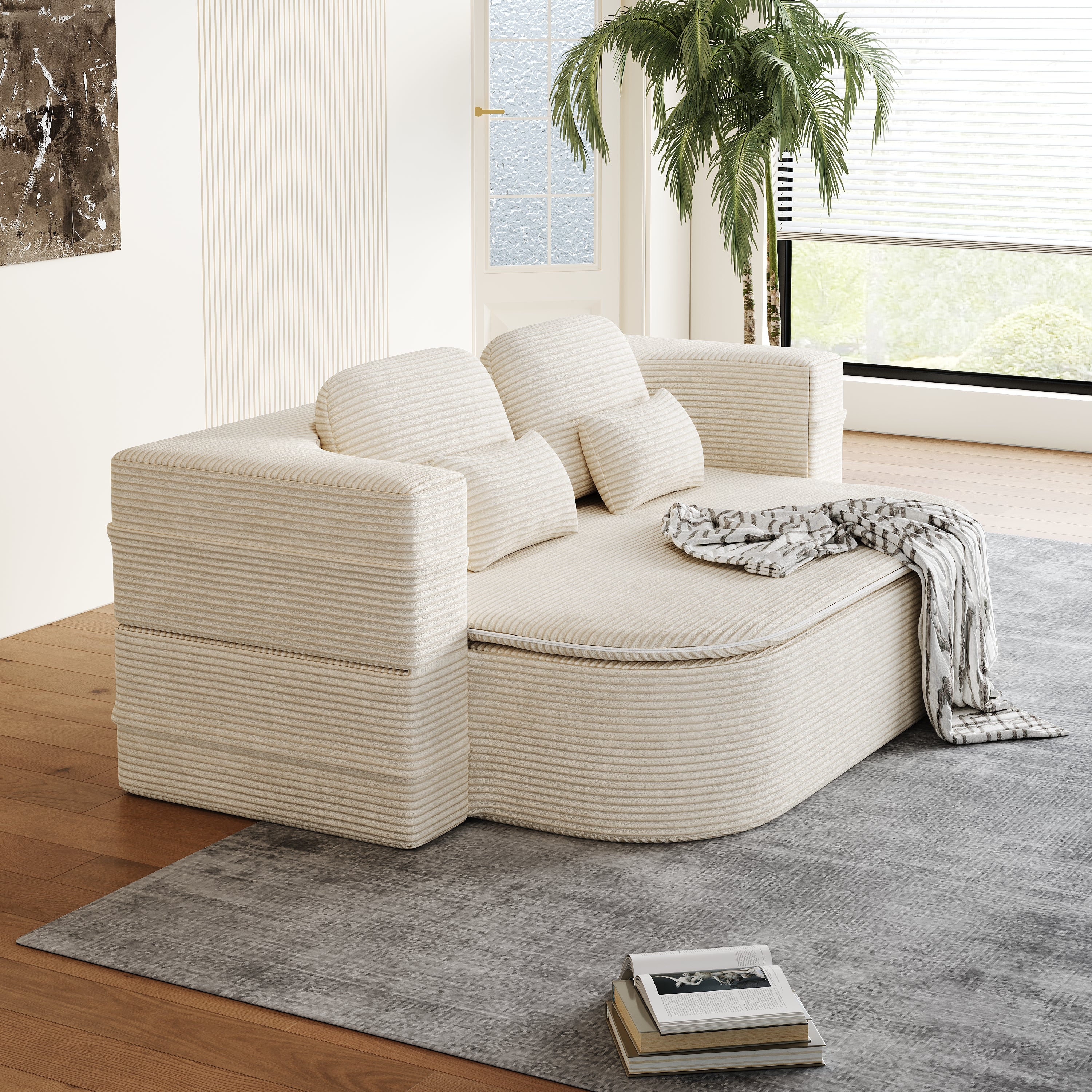 2 in 1 Sculpt Bouclé Lounger