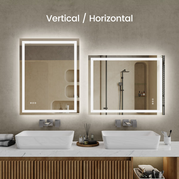 LED Bathroom Mirror – 48” x 36” Anti-Fog Wall Mirror