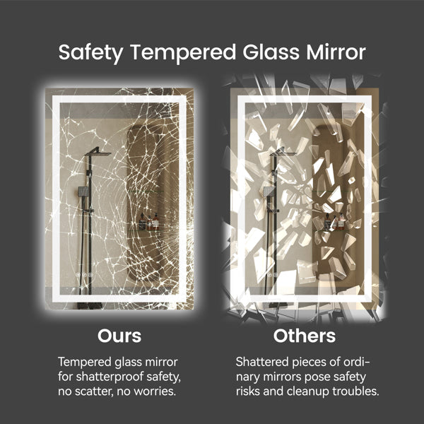 LED Bathroom Mirror – 48” x 36” Anti-Fog Wall Mirror