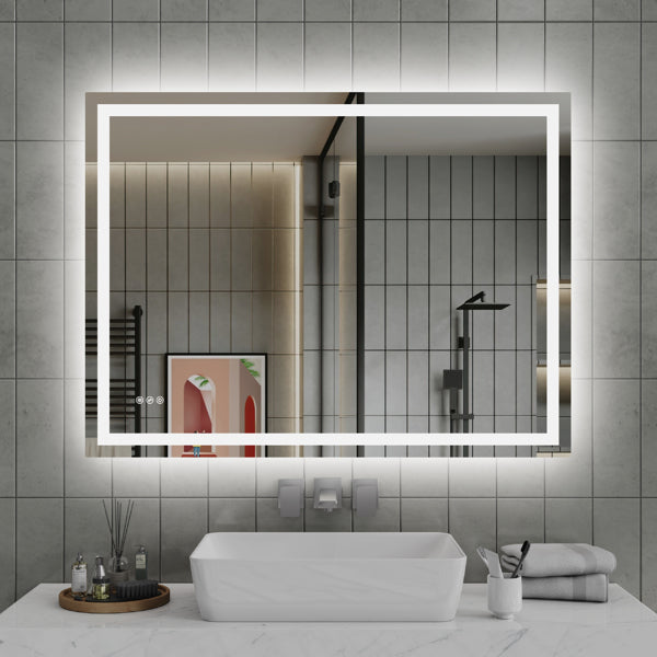 LED Bathroom Mirror – 48” x 36” Anti-Fog Wall Mirror