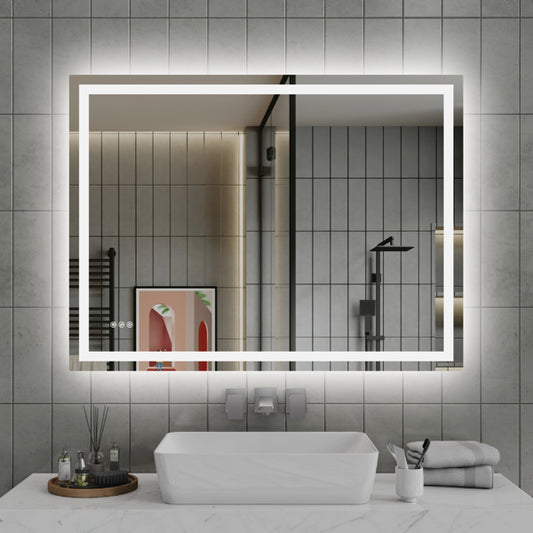 LED Bathroom Mirror – 48” x 36” Anti-Fog Wall Mirror