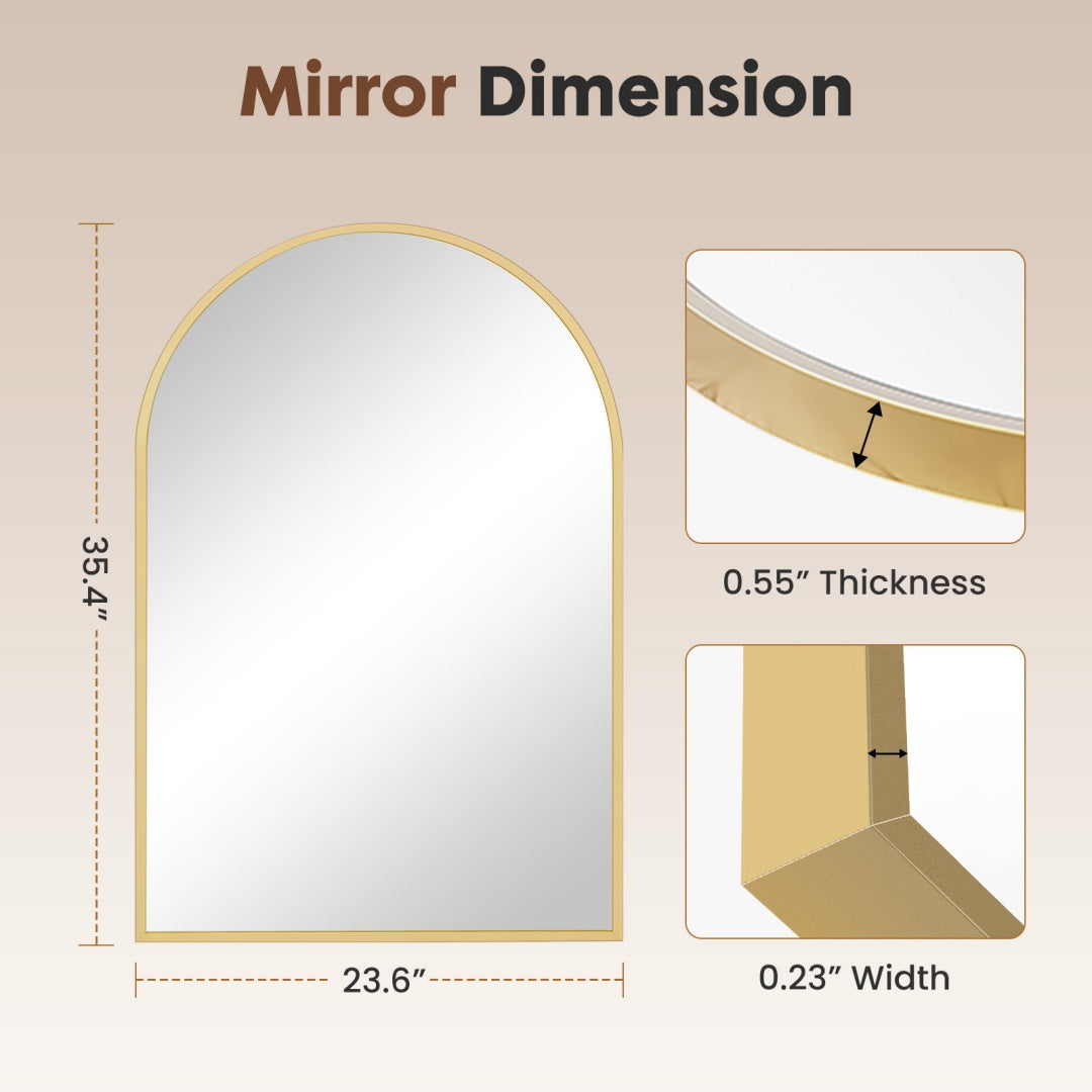 Modern Arched Metal Frame Wall Mirror