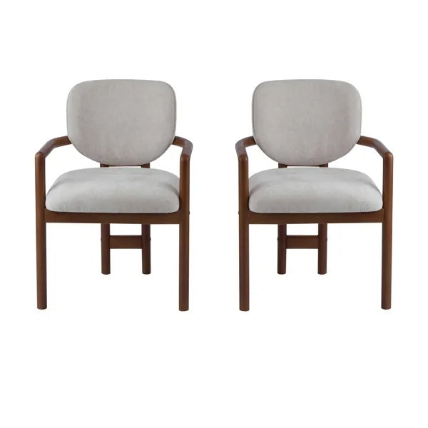 Sculpted Walnut Accent Chair Set