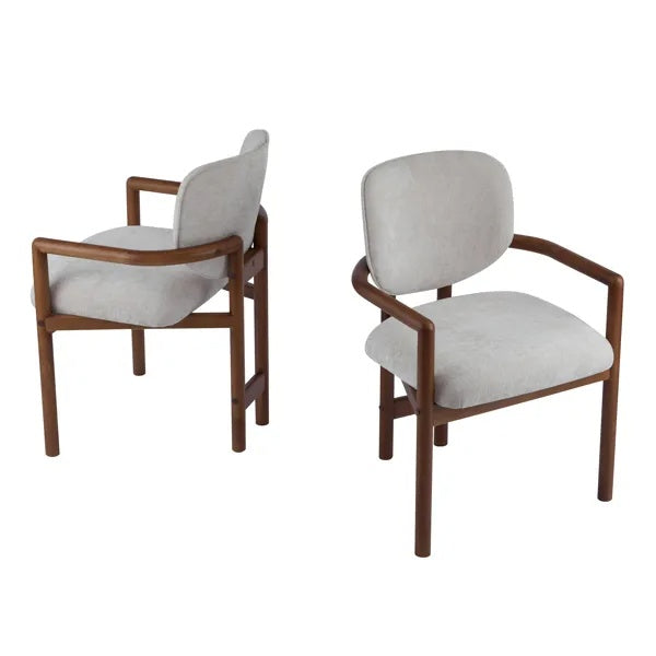 Sculpted Walnut Accent Chair Set