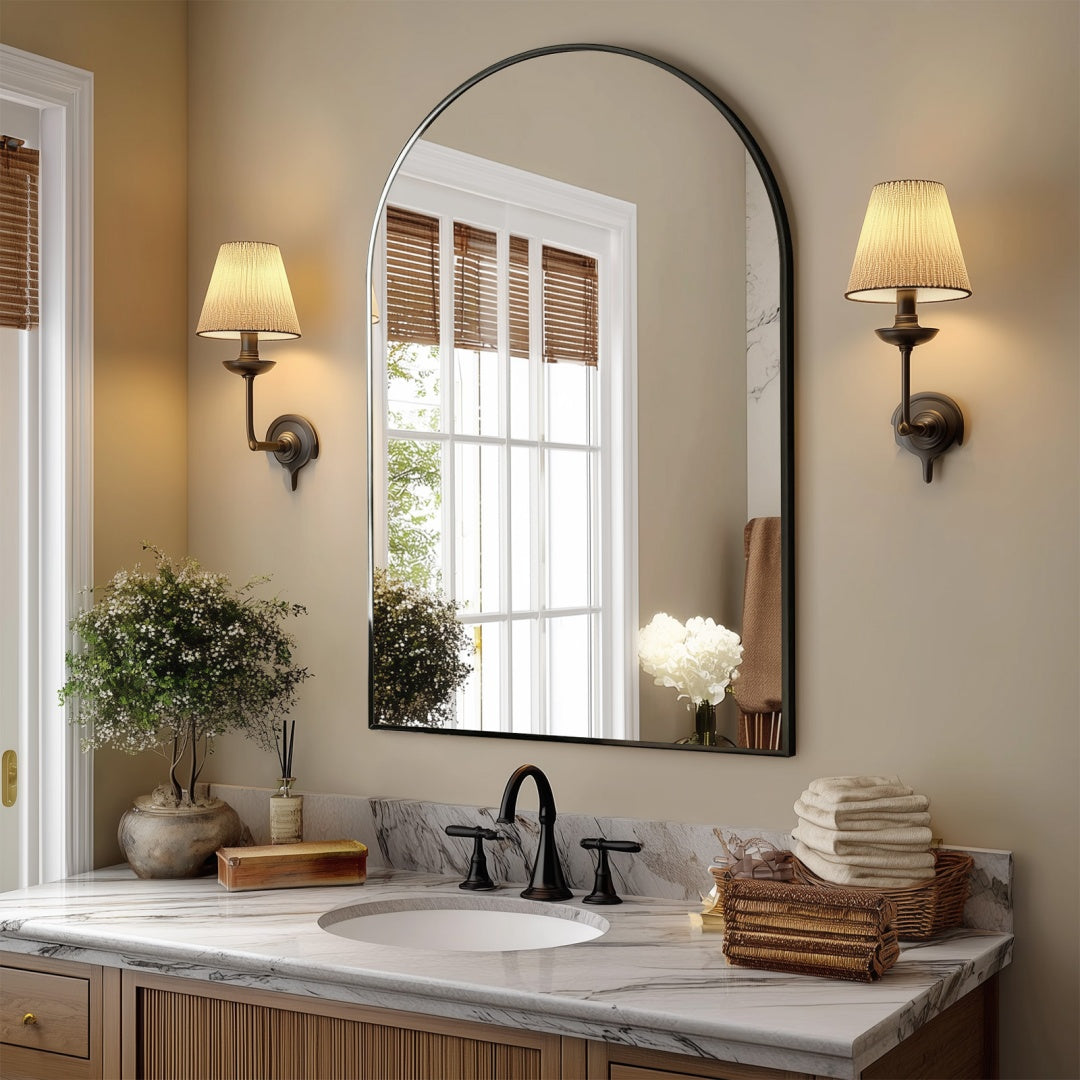 Modern Arched Metal Frame Wall Mirror