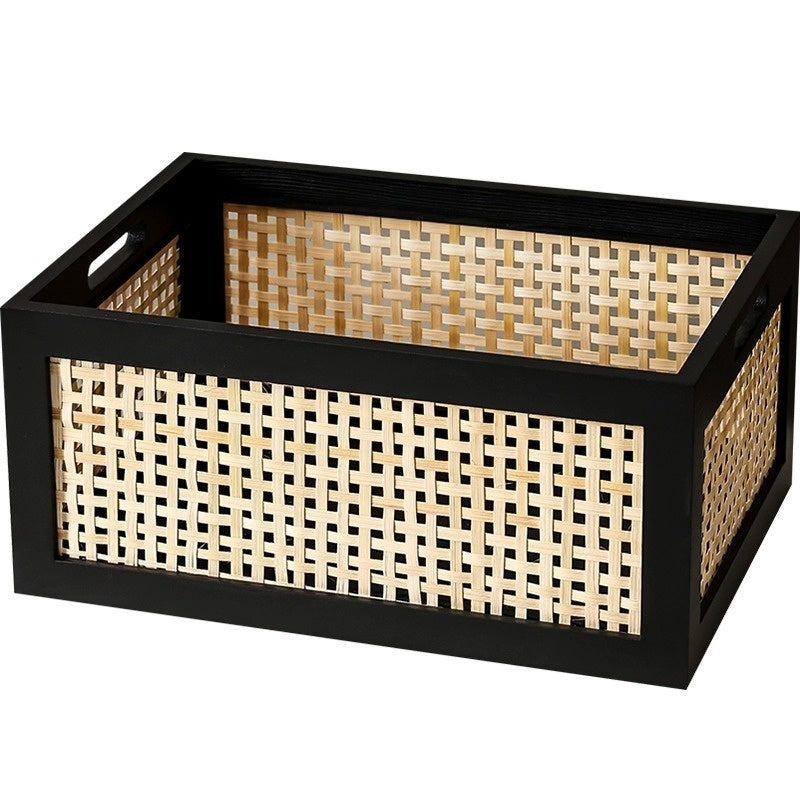 Black Rattan Storage Basket
