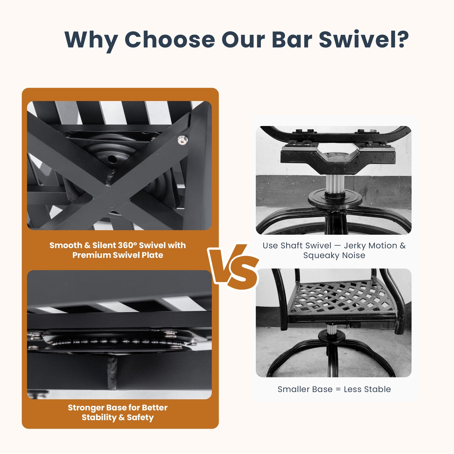 Modern Outdoor 2-Piece Swivel Bar Chairs.