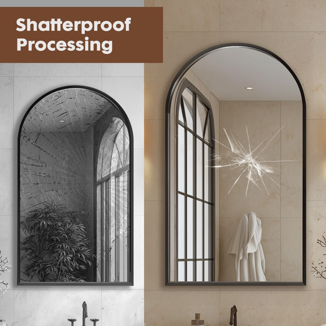 Modern Arched Metal Frame Wall Mirror