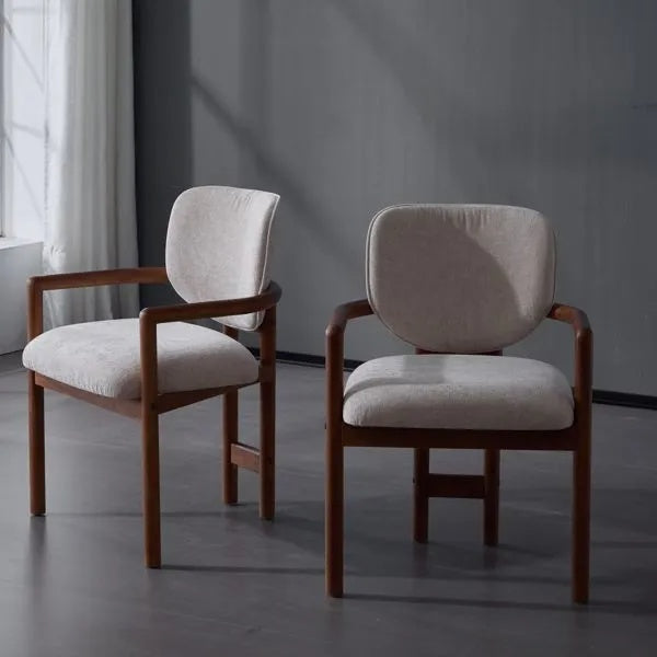 Sculpted Walnut Accent Chair Set