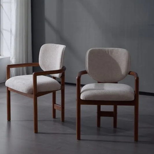 Sculpted Walnut Accent Chair Set